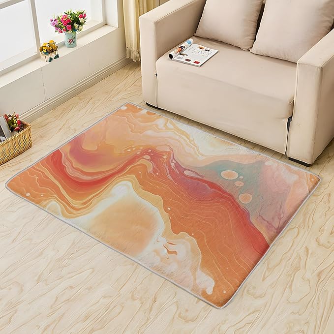 Sunset Rug, 5x8 Rug, Artistic Rugs for Living Room Bedroom Dining, Abstract Large Area Rug, Washable Rug Non Slip Soft Indoor Carpet, Kids and Pets Friendly, Sunset Home & Room Decor