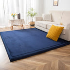 MAXYOYO Black Coral Velvet Area Rug, Thick Japanese Tatami Mat Living Room Carpet with Non-Slip Backing, Large Solid Color Mat for Bedroom Dormitory Yoga, 49 by 49 inch