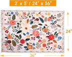 Floral Rug Door Mat Indoor Entrance 2x3 Rug Washable Small Area Rug Non-Slip Low-Pile Floor Carpet for Indoor Entryway Front Entrance Kids Room（Pink）