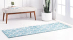 Rugs.com Lattice Frieze Collection Rug – 2' x 6' Runner Light Blue Medium Rug Perfect for Living Rooms, Large Dining Rooms, Open Floorplans