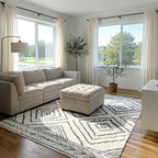Area Rug 3x5 Rug Machine Washable Non-Slip Low Pile Print Pattern Western Rug for Living Room Bedroom Entryway Tribal Series -Navywhite/Black