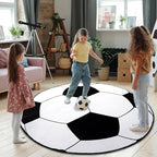 Soft Boys Soccer Rug, Round Rugs for Bedroom, Bedside Area Carpet for Kids, Soccers Lovers Home Decor Indoor Circle Carpets for Living Room, Nursery, Dorms Machine Washable,47 Inch