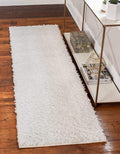 Unique Loom Davos Shag Collection Area Rug - Solid (2' 2" x 6' 7" Runner, White/ Ivory)