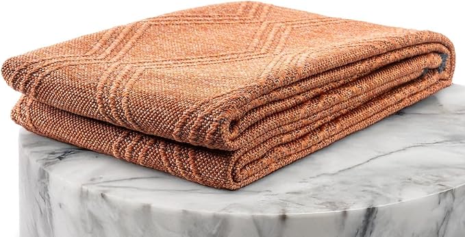 LUXE WEAVERS Modern Farmhouse Orange 6x9 Washable Area Rug, Anti-Slip Diamond Pattern Carpet