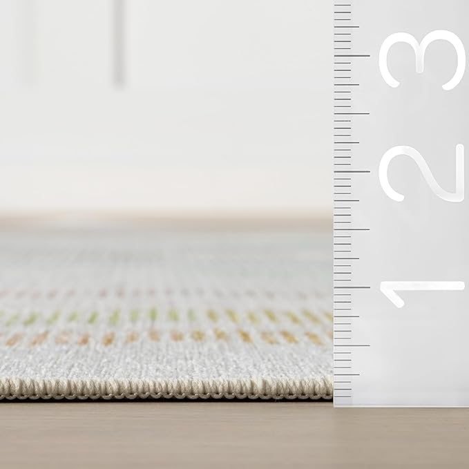 Dash & Albert Zarek Multi Machine Washable Rug, 6 X 9 Feet, Multicolored/White Chevron Pattern