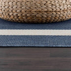 CAMILSON Outdoor Rug 6x9, Modern Outside Rugs for Patios Porches Waterproof Durable Washable Non-Shedding, Easy-to-Clean Indoor Outdoor Area Carpet (6 x 9, Bordered - Blue/White)