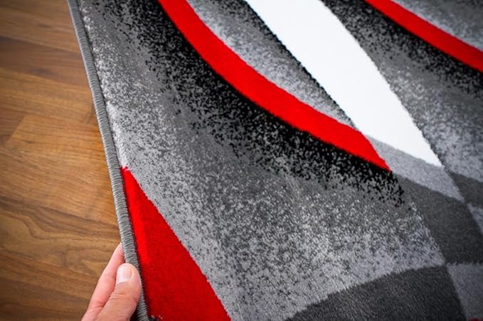 Persian Area Rugs Swirls Modern Abstract Area Rug Carpet, 2' x 3', Black/Red/White