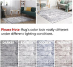 Keen Home Design Area Rugs - 8ft Round Non-Shedding, Abstract Rugs for Kitchen, Living Room, Bedroom, Dining Room, Entryway - Size: 7'10" Square, Abstract Cream/Grey