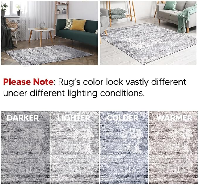 Keen Home Design Area Rugs - 12x15 Non-Shedding, Abstract Rugs for Kitchen, Living Room, Bedroom, Dining Room, Entryway - Size: 12' x 15', Abstract Cream/Grey