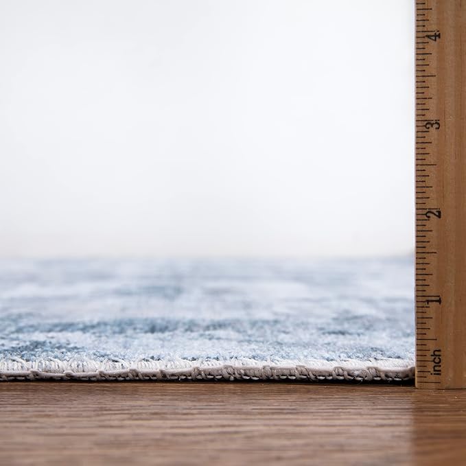 Bloom Rugs Caria Washable Non-Slip 8x10 Rug - Blue/Gray Modern Abstract Area Rug for Living Room, Bedroom, Dining Room, and Kitchen - Exact Size: 7'8" x 10'
