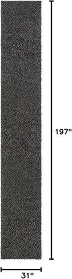 Unique Loom Davos Shag Collection Area Rug - Solid (2' 7" x 16' 5" Runner, Peppercorn)