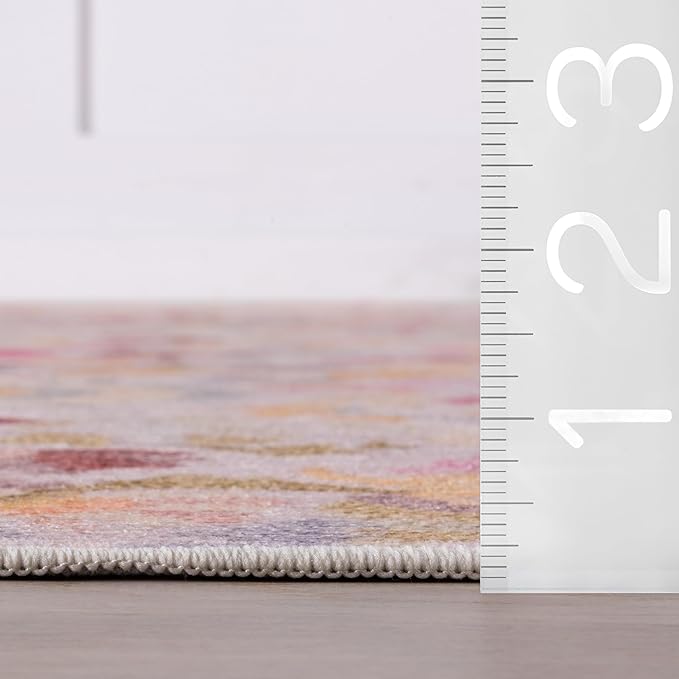 Dash & Albert INES Multi Machine Washable Rug, 2 X 3 Feet, Multicolored/Yellow Floral Pattern