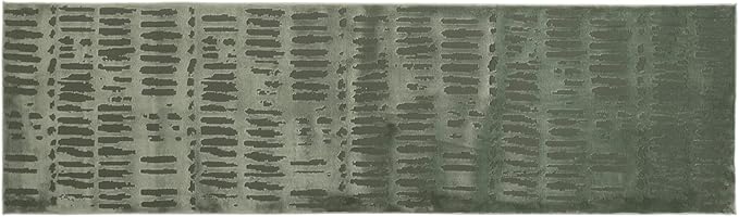 Revival Rugs Shell 2'7"x9' Machine Washable Runner Rug for Hallway Entryway - 100% Recycled Oeko-TEX Certified, Medium Pile, Green