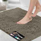 GORILLA GRIP Bath Rug Mat 60x24, Thick Soft Absorbent Chenille, Quick Dry Microfiber Mats, Rubber Backing Washable Shower Floor Rugs, Bathmat Runner, US Designed Bathroom Home Decor Accessories Latte