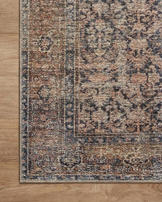 Loloi Amber Lewis Billie Collection, Ink & Salmon 2'-3" x 3'-9" Area Rug – Antique & Distressed Accent Rugs for Living Room, Bedroom, Entryway & Hallway, No Shed High Traffic Area Home Decor Rug