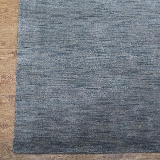 Hand Knotted Loom Wool ECO-Friendly Area Rugs - 6'x9', Rectangle, Light Blue Color, Solid Plain Design, High Pile Handmade Anti Skid Area Rugs for Living Room, Bed Room (L00111)