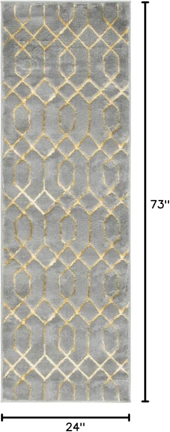 Unique Loom Marilyn Monroe Glam Collection Area Rug - Trellis (2' x 6' 1' Runner, Gray Gold/ Gold)