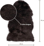 Sheepskin Long Hair 2x3 ft | Bedside Rugs for bedrooms, Sofa, Chair or The Dining Table | Each Sheepskin Rug is Unique and Created by Nature | Small Fluffy Rug in Color Chocolate