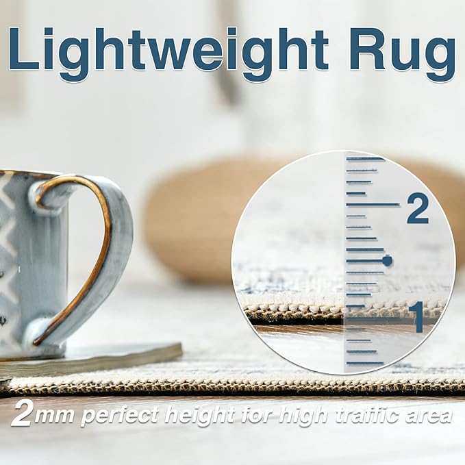 jinchan Kalen Area Rug 2x3 Washable Entryway Rug Door Mat Vintage Indoor Entrance Thin Retro Distressed Floral Print Country Boho Carpet Non Slip Doormat for Bathroom Kitchen Bedroom Blue Multi