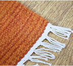 Rugsotic Carpets Hand Woven Flat Weave Kilim Wool ECO-Friendly Area Rugs - 8'x8', Square Shape, Dark Orange Color, Solid Plain Design, Low Pile Handmade Rugs for Living Room, Bed Room (D00111)
