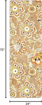 Lahome Floral Runners Rugs for Hallways - 2x6 Washable Non-Slip Kithcen Runner Rug Throw Soft Lightweight Bedroom Rug, Tan Paisley Print Modern Indoor Carpet Runner for Bathroom Laundry Room Entrance
