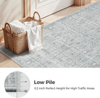 LIVEBOX Washable Area Rug 4ft Boho Round Rug Traditional Rugs for Bedroom, Ultra-Thin Retro Carpet Grey Print Distressed Accent Circle Rugs for Nursery Room Entryway Foyer