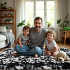 Zentavio Black and White Area Rugs for Living Room Rugs for Bedroom 4x6 Soft Carpet Fluffy Furry Shag Aesthetic Plush High Pile Gray Throw Rug for Nursery Kids Room Dorm Tie-Dyed