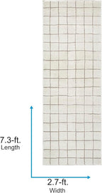 Livabliss x Our PNW Home Cascade Minimalist Grid Area Rug, 2'7" x 7'3", Grid Ivory/Taupe