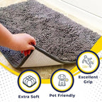 Muddy Mat® | Super Absorbent Door Mat Indoor, Microfiber Quick Dry Chenille Entryway Rug, Non-Slip Front Door Mat, Indoor Mats for Entryway, Machine Washable Pet Rug, Grey 24"x36"