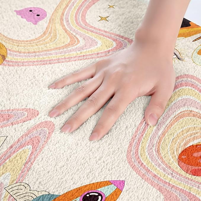 Groovy Butterfly Bath Mat for Girls Trippy Hippie Mushroom Non Slip Bath Rugs Cute Pastel Rainbow Super Cozy Bathroom Rug 16x24 Cartoon Rocket Planets Bathroom Accessories Minimalism Snow Mountain Rug