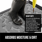 GORILLA GRIP 100% Waterproof All-Season WeatherMax Doormat, US Designed Natural Rubber, Stain and Fade Resistant, Low Profile Indoor Outdoor Door Mats, Easy Clean Patio Mat, 17x29, Light Gray Bones