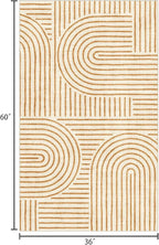 3x5 Washable Area Rug - Small Entryway Rug Non-Slip Orange Abstract Rainbow Kitchen Rugs Modern Boho Carpet Throw Rugs for Living Room Bedroom Bathroom Dorm Nursery Room Home Decor
