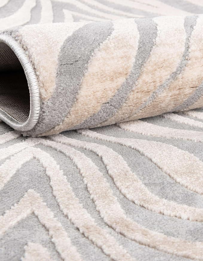 Unique Loom Finsbury Collection Area Rug - Meghan (2' 7" x 12' 2" Runner, Gray and Ivory)