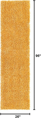 Unique Loom Davos Shag Collection Area Rug - Solid (2' 2" x 8' Runner, Sun Yellow)