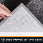 PURRUGS Dirt Trapping Door Mat 20" x 31.5", Non-Skid/Slip Machine Washable Microfiber Entryway Rug, Dog Doormat, Super Absorbent Welcome Mat for Muddy Wet Shoes and Paws, Grey