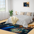 Peacock Area Rug 5x6-5x6 Rug, Wonderful Peacock Rugs for Living Room, Teal Turquoise Carpet, Peafowl Feather Washable Area Rugs for Bedroom, Aesthetics Carpet - Peafowl Home Decor & Gifts