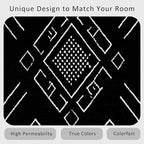 Geometric Rug, Washable 5x6 Rug for Living Room, Black and White Patterned Indoor Carpet, Modern Geometric Decor for Home, Bedroom, Soft Non Slip Thin Design FER17