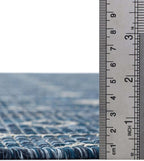 Unique Loom Outdoor Trellis Collection Area Rug - Tribal Trellis (7' 1" Octagon, Blue/ Ivory)