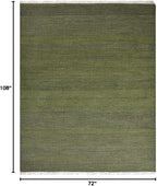 Rugsotic Carpets Hand Woven Flat Weave Kilim Wool 6'x9' Area Rug Solid Olive D00111