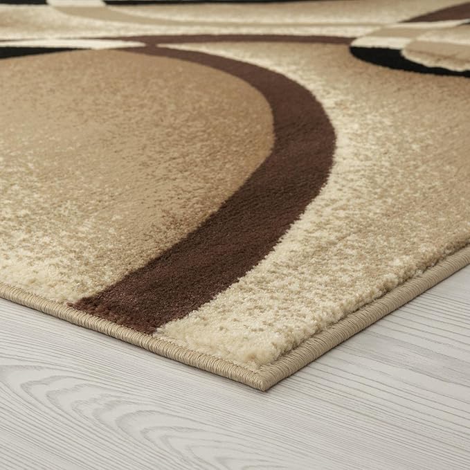 2305 Geometric Abstract Beige 5x7 Area Rugs for Living Room