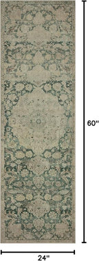 Loloi Magnolia Home by Joanna Gaines Sinclair Collection SIN-05 Jade/Sand 2'-0" x 5'-0", .25" Pile Height, Machine Washable, Accent Rug