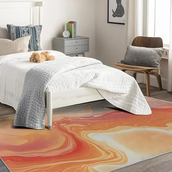 Sunset Rug, 7x9 Rug, Artistic Rugs for Living Room Bedroom Dining, Abstract Large Area Rug, Washable Rug Non Slip Soft Indoor Carpet, Kids and Pets Friendly, Sunset Home & Room Decor