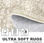 KILOCOCO Hallway Runner 2x6 Kitchen Runner Rug Printed Vintage Floral Washable Non-Slip Runners for Hallways Laundry Room Rugs Distressed Boho Rugs Runners for Bedroom, Beige