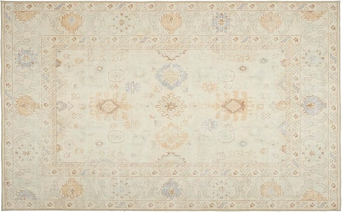 Revival Rugs Nimbus 5'x8' Zero-Shedding Area Rug for Living Room Bedroom - Oeko-TEX Certified, Low Pile, Spot Clean, Cornflower, Yellow Beige