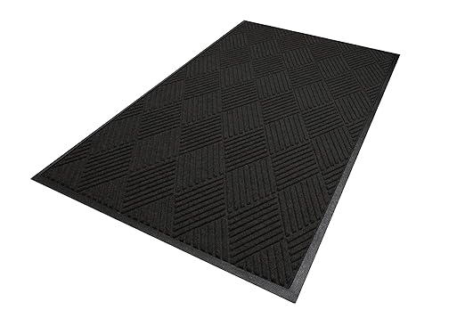 WaterHog Diamond | Commercial-Grade Entrance Mat with Rubber Border – Indoor/Outdoor, Quick Drying, Stain Resistant Door Mat (Charcoal, 3' x 10')