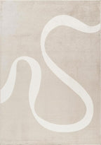 Abani Deco Collection Area Rug - Beige Modern Abstract Ribbon Design - 5' x 8' - for Living Room, Bedroom & Office