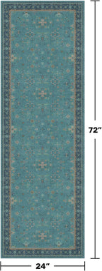 Boho 2x6 Non Slip Kitchen Rug Runner - Teal Washable Rug for Bathroom, Laundry Room, Hallway, Non Slip with Rubber Backing, Floral Aqua Blue Unique Runner Décor