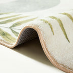 RoomTalks Mid Century Modern Washable Rug, Boho Cute Aesthetic 6x9 Area Rugs for Bedroom Dining Living Room Kitchen Office, Green Abstract Tropical Leaves Non Slip Thin Indoor Botanical Carpet