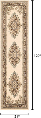 Unique Loom Reza Collection Traditional Persian Style Area Rug, 2 ft 7 in x 10 ft, Ivory/Brown