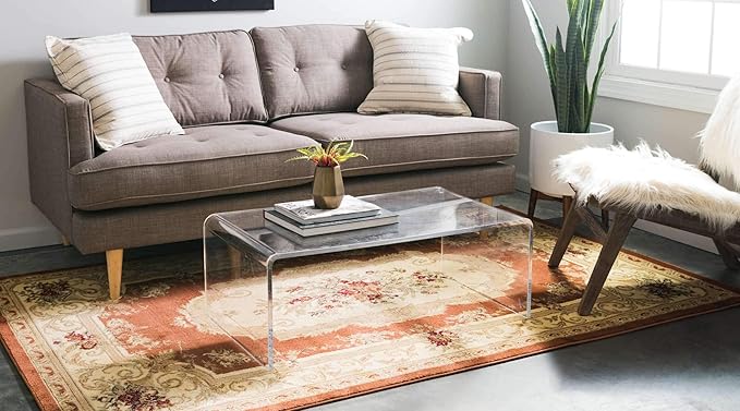 Unique Loom Versailles Collection Traditional Classic Floral Motif Area Rug (10' 6 x 16' 5 Rectangular, Terracotta/ Ivory)